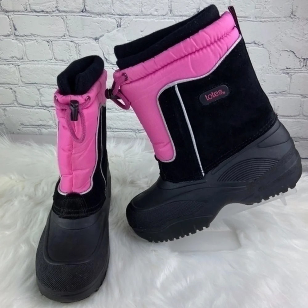 Totes‎ Jeanie Winter Snow Boots Black Pink Size 6